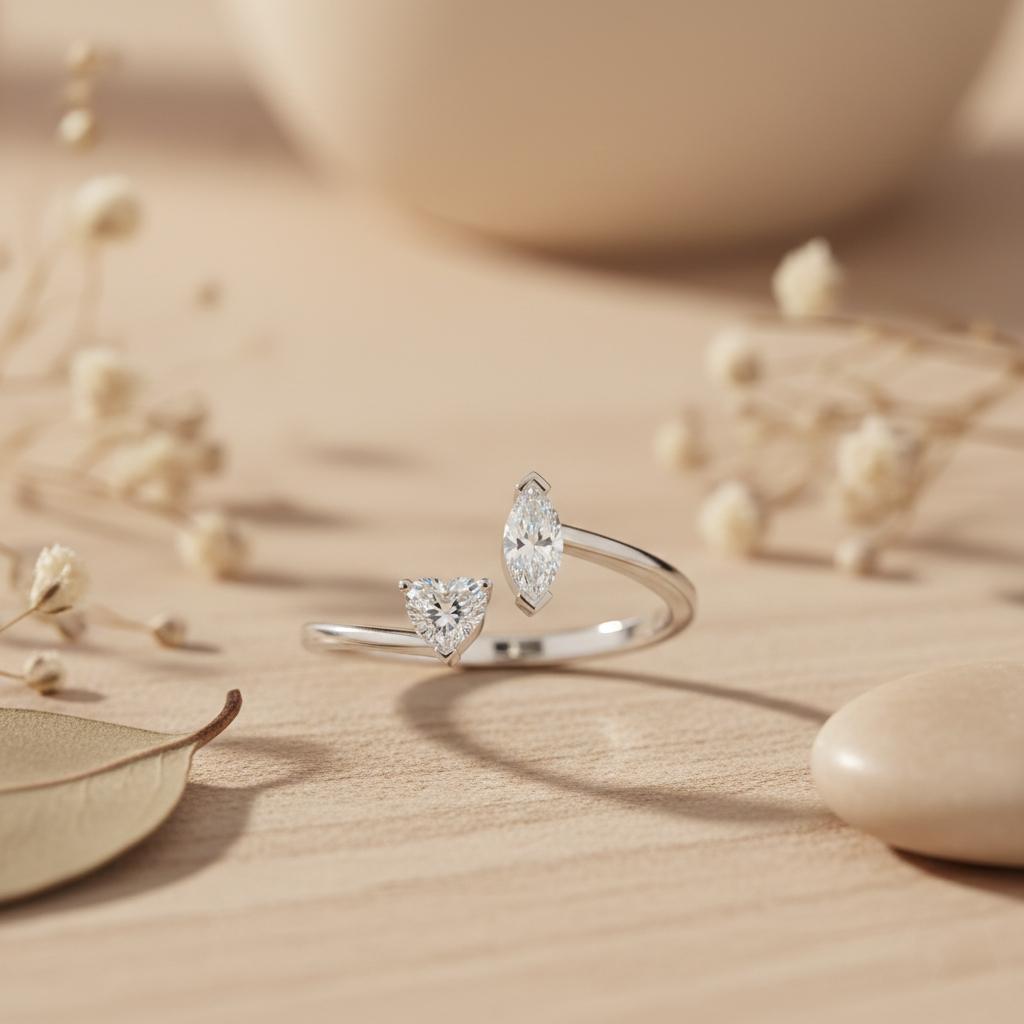 Balanced bold Lab Diamond Silver Ring for Women (SRB-AG027)