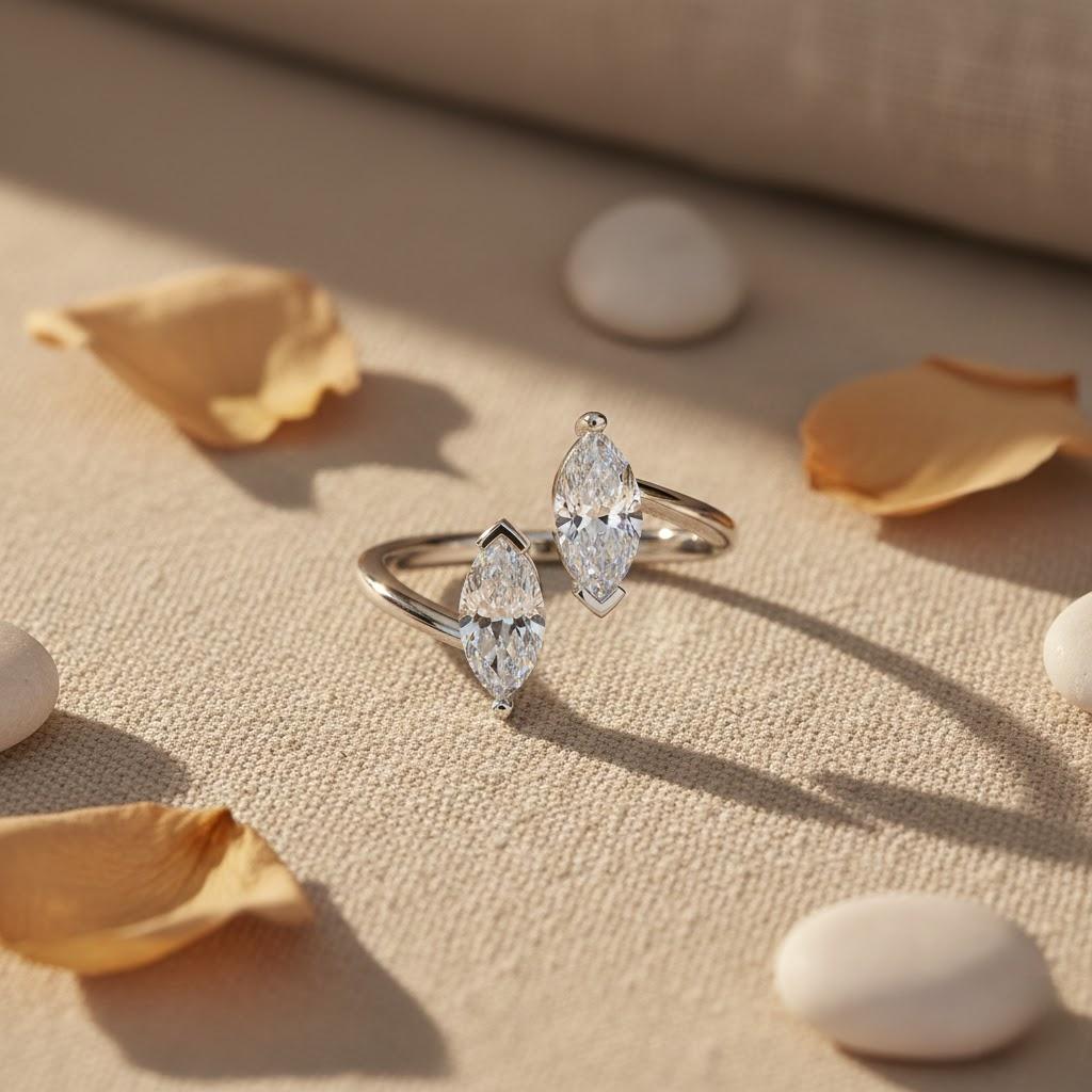 Sculpted Lab Diamond Silver Ring for Women (SRB-AG042)