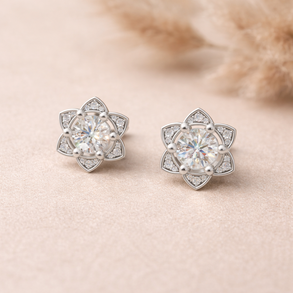 Silver Spark Lab Grown Diamond Earrings  for Women (SES-AG010)