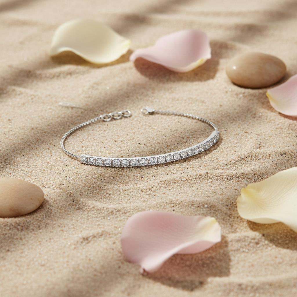 Elegant Modern Lab Diamond Silver Tennis Bracelet for Women (SBT-AG001)