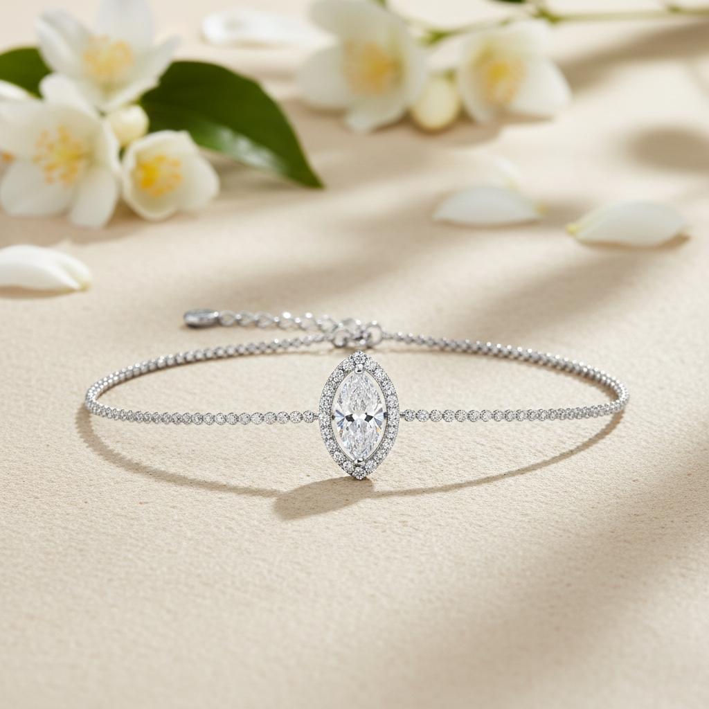 Pearlescent Lab Diamond Silver Bracelet for Women (SBL-AG002)