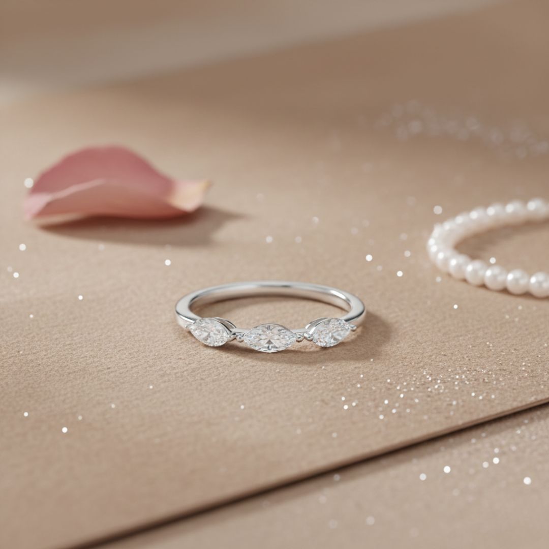 Fluid form Lab Diamond Silver Ring for Women (SRB-AG050)