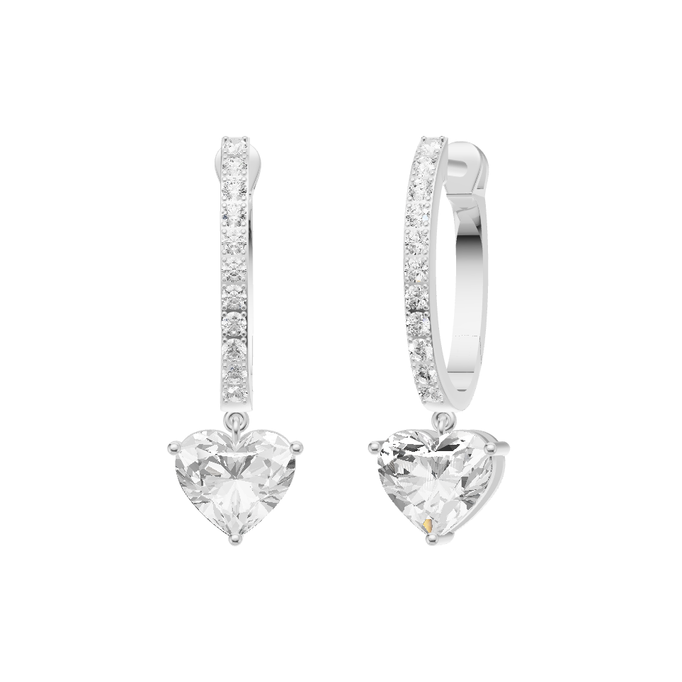 Majestic Lab Diamond Silver Heart Earring for Women (SEH-AG003)