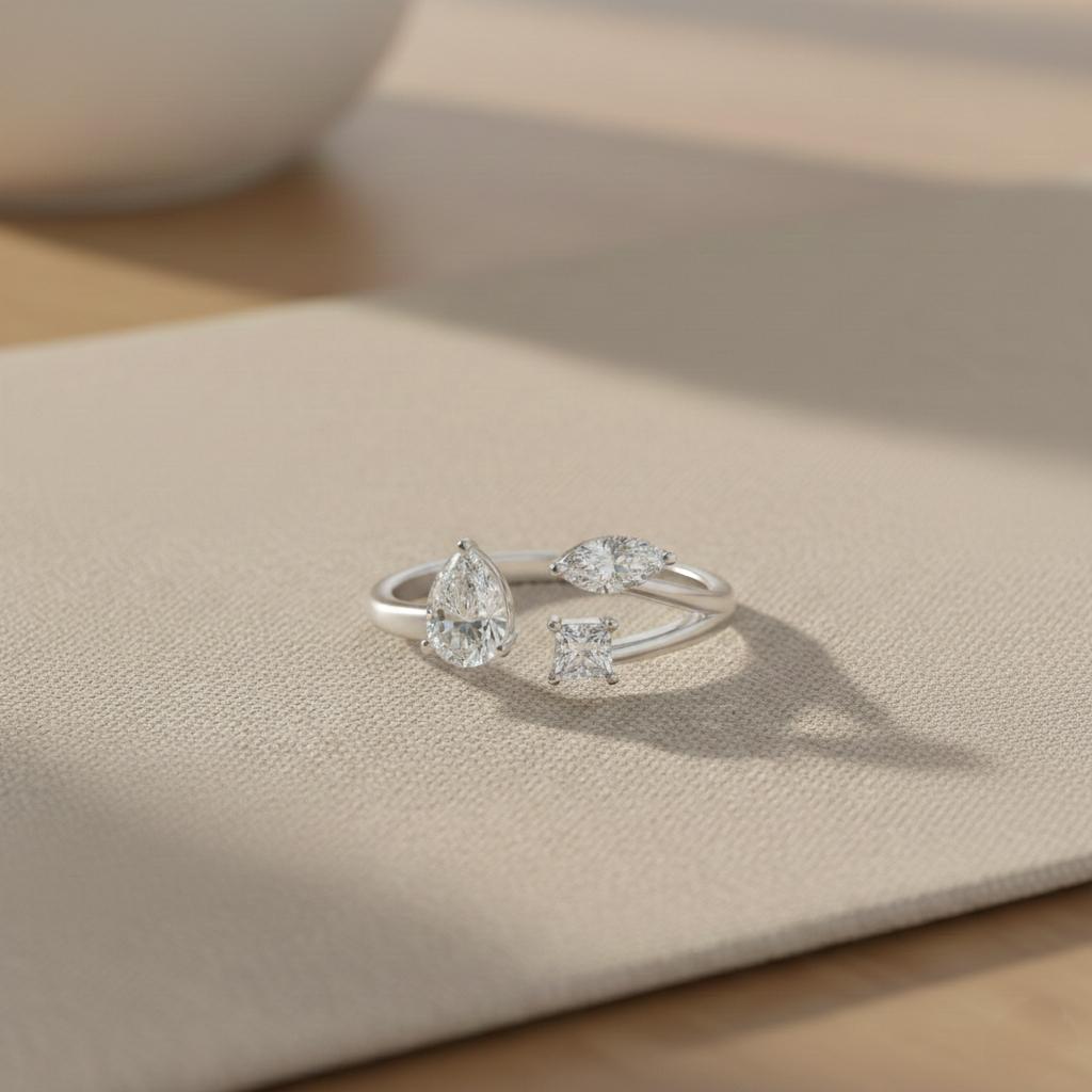 Crisp Formed Lab Diamond Silver Ring for Women (SRB-AG044)