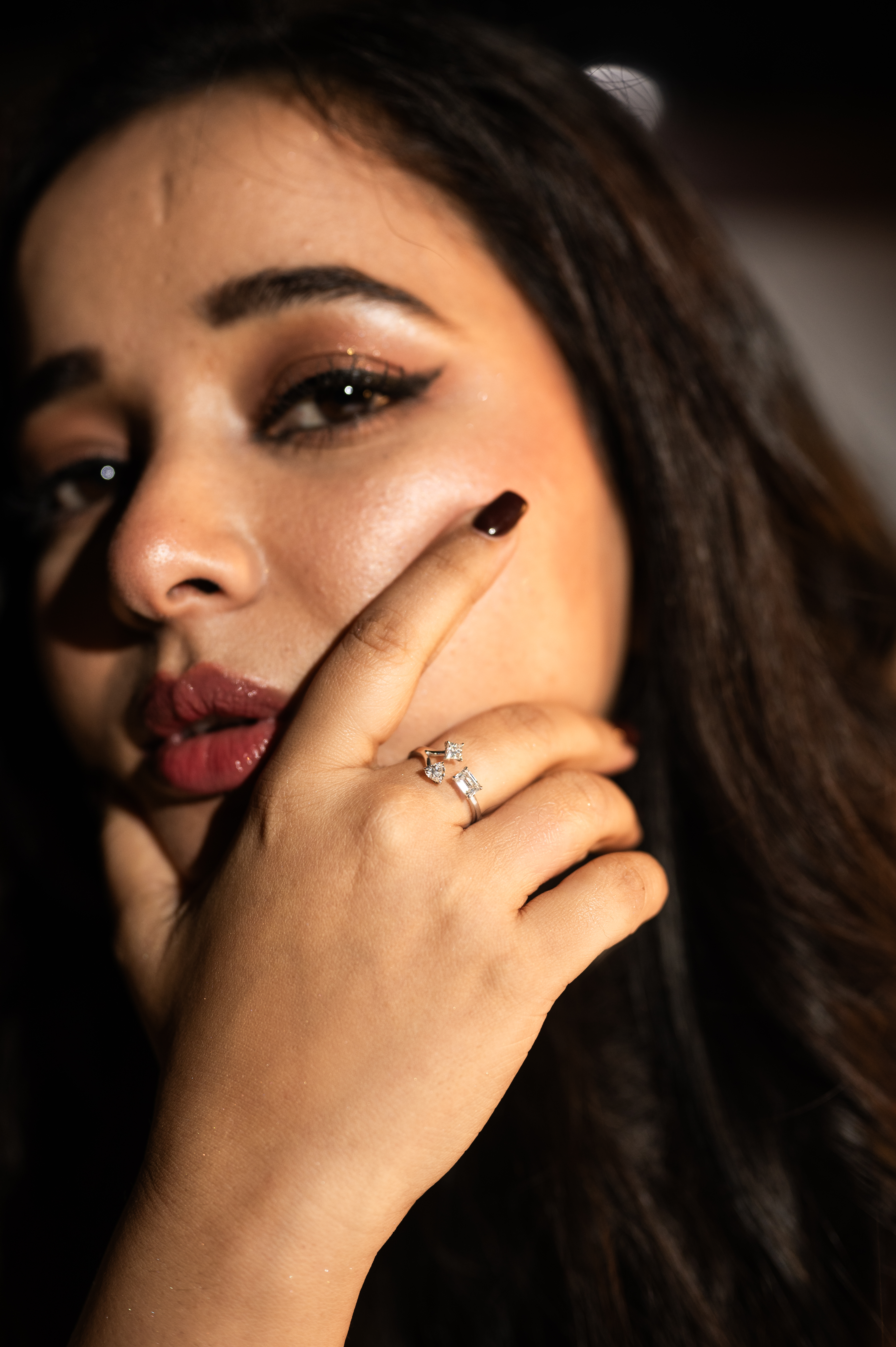 Gentle rise Lab Diamond Silver Ring for Women (SRB-AG049)