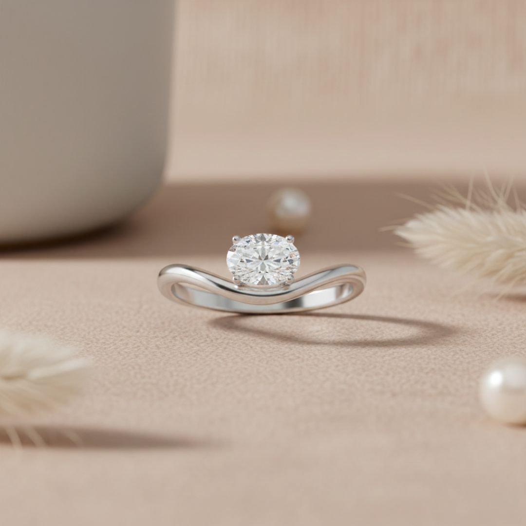 Classic Lab Diamond Silver Ring for Women (SRB-AG002)