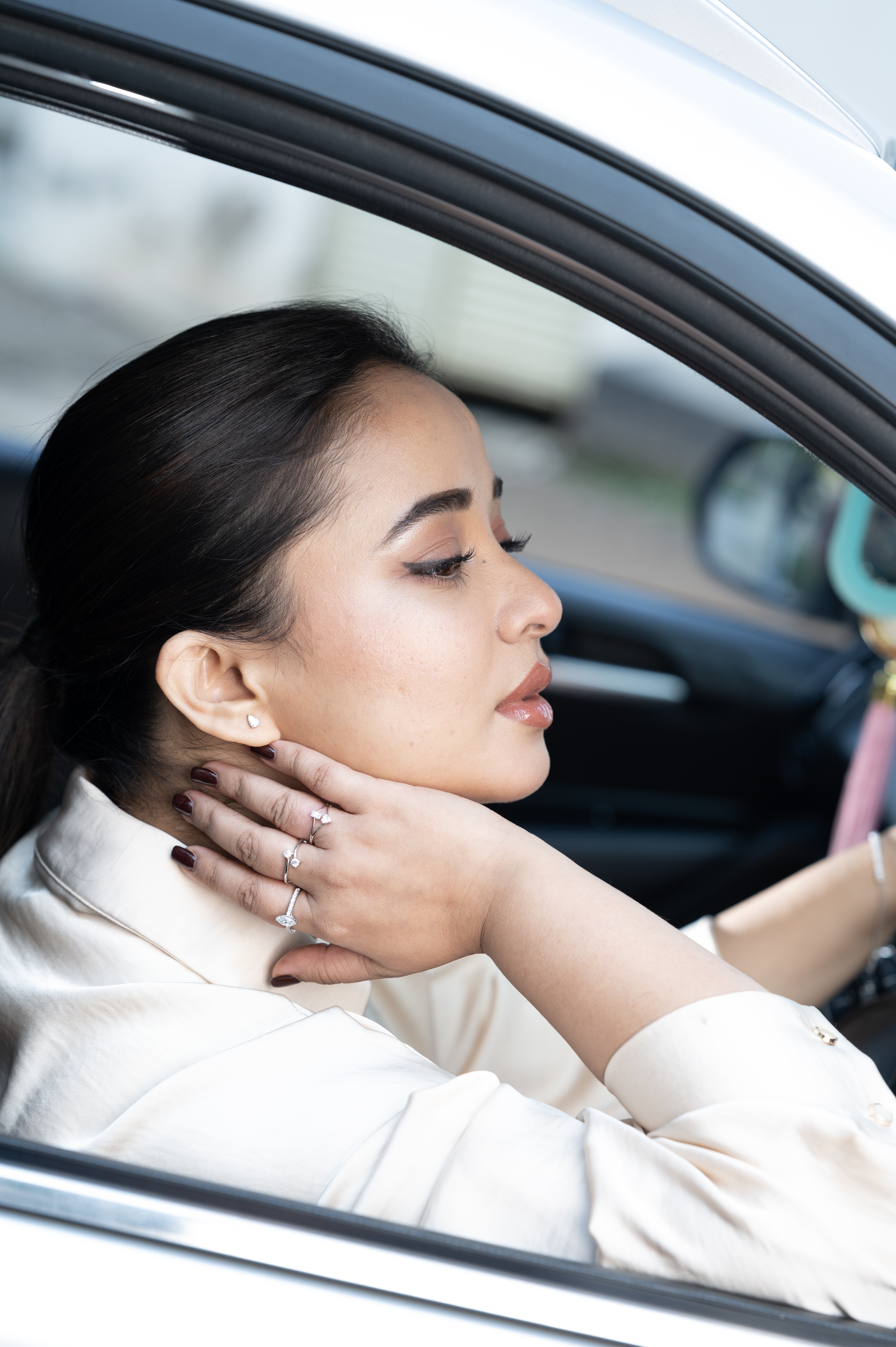 Frosted Lab Diamond Silver Ring for Women (SRB-AG037)