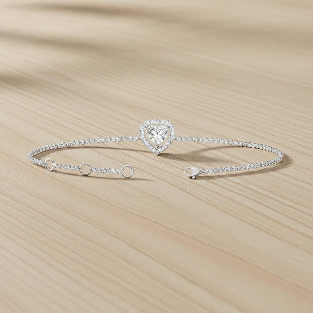 Sleek band Lab Diamond Silver Bracelet for Women (SBl-AG003)