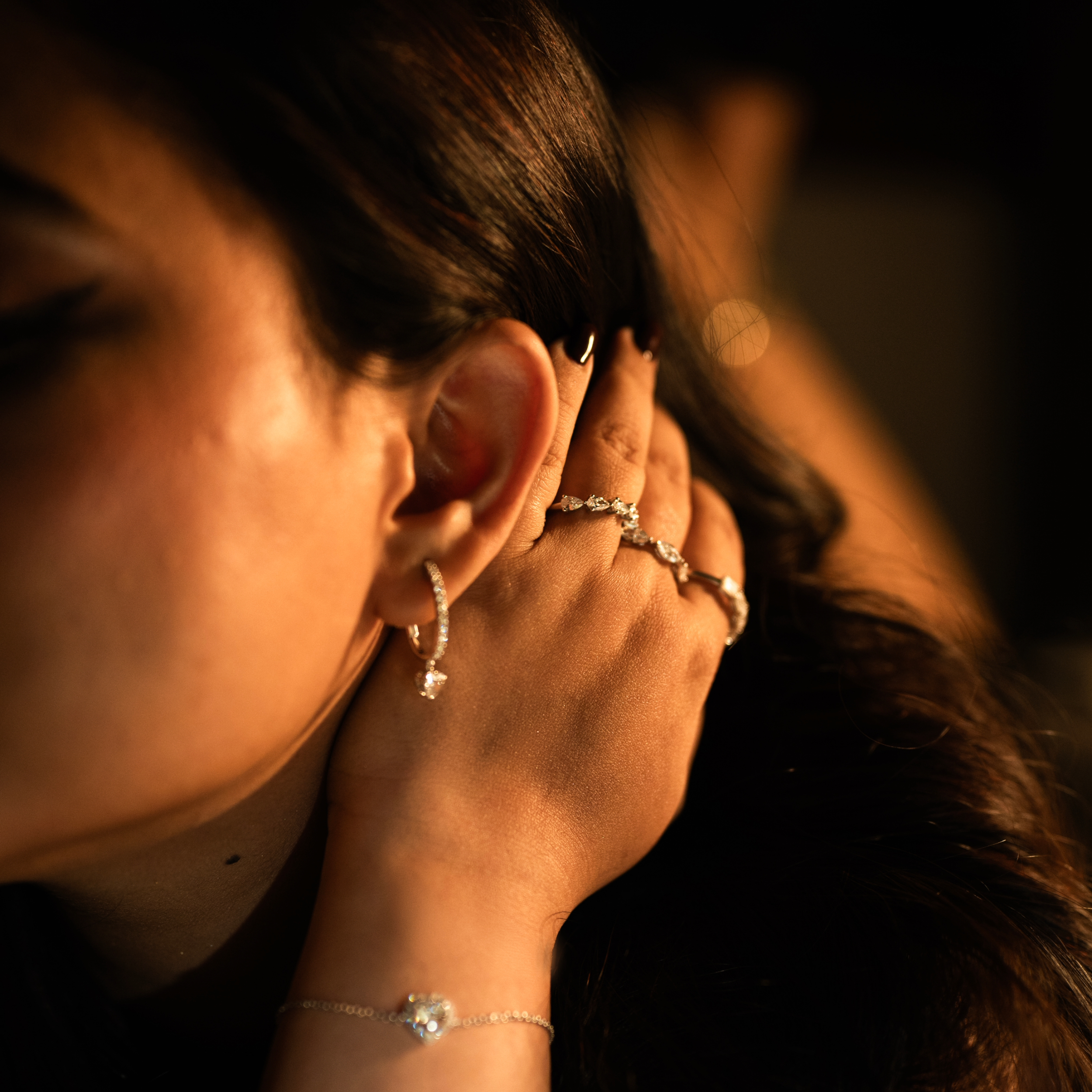 Majestic Lab Diamond Silver Heart Earring for Women (SEH-AG003)